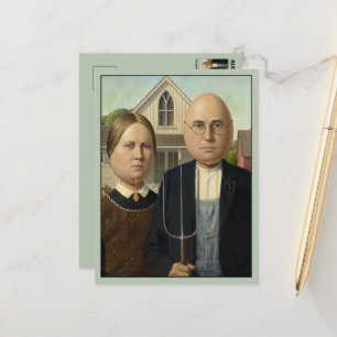 American Gothic Eggheads Parodie Postkarte