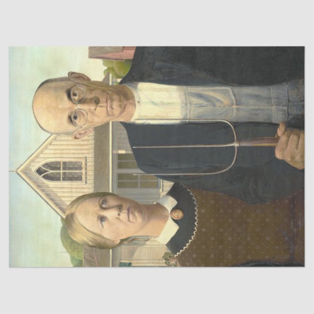 American Gothic Famous Artwork Art Decoupage Seidenpapier (Vorderseite)