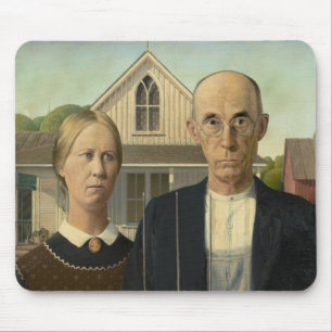 American Gothic Grant Wood Bauer Bauernhof Mousepad