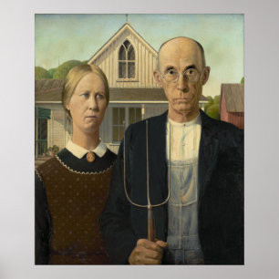 American Gothic Grant Wood Bauer Bauernhof Poster
