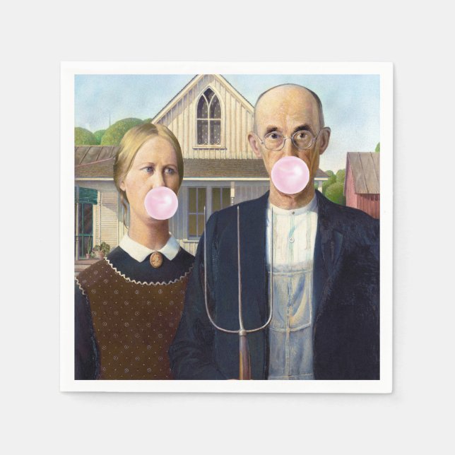 American Gothic Grant Wood Serviette (Vorderseite)