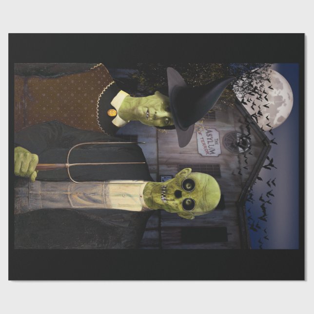 American Gothic Halloween Geschenkpapier (Flach)