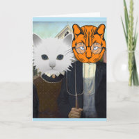 AMERICAN GOTHIC KATZE HOCHZEITS GRÜCKKARTEN