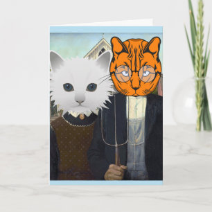 AMERICAN GOTHIC KATZE HOCHZEITSGRÜCKWUNSCHKARTEN KARTE