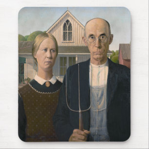 American Gothic: Landleben armer ländlicher Farmer Mousepad