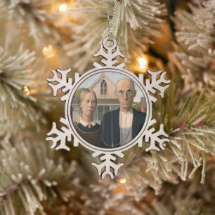 American Gothic: Ländliches Leben Armer ländlicher Schneeflocken Zinn-Ornament