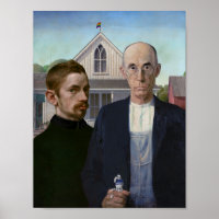 American Gothic mit dem Pride-Poster