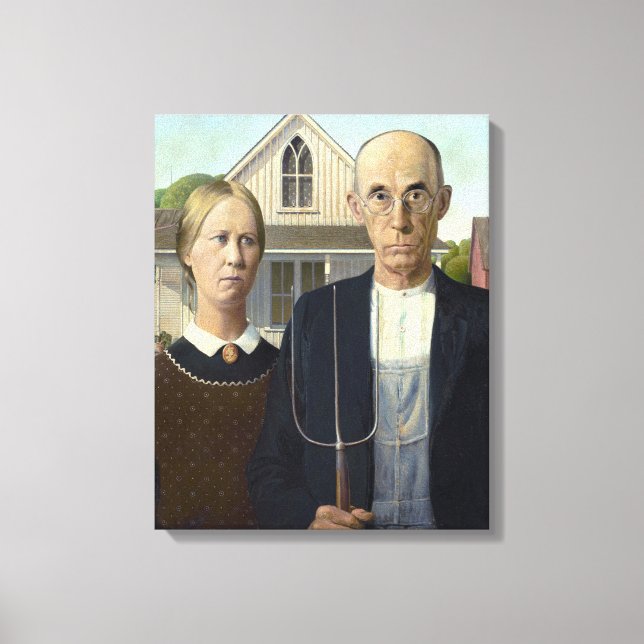American Gothic Painting by Grant Wood on Leinwand (Vorderseite)