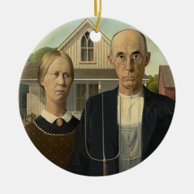 American Gothic Painting Keramikornament (Vorne)