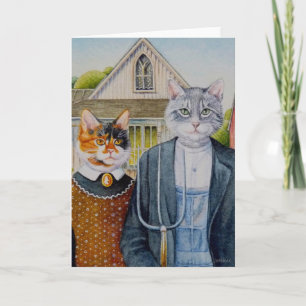 American Gothic Parody Malerei Wasserfarben Art Karte