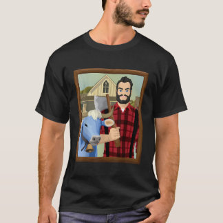 American Gothic Parody MN Paul Bunyan und Babe Blu T-Shirt