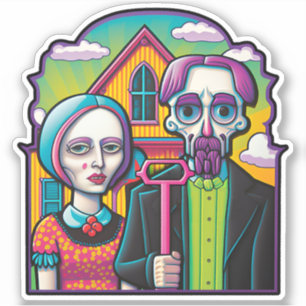 American Gothic Pop Art Aufkleber