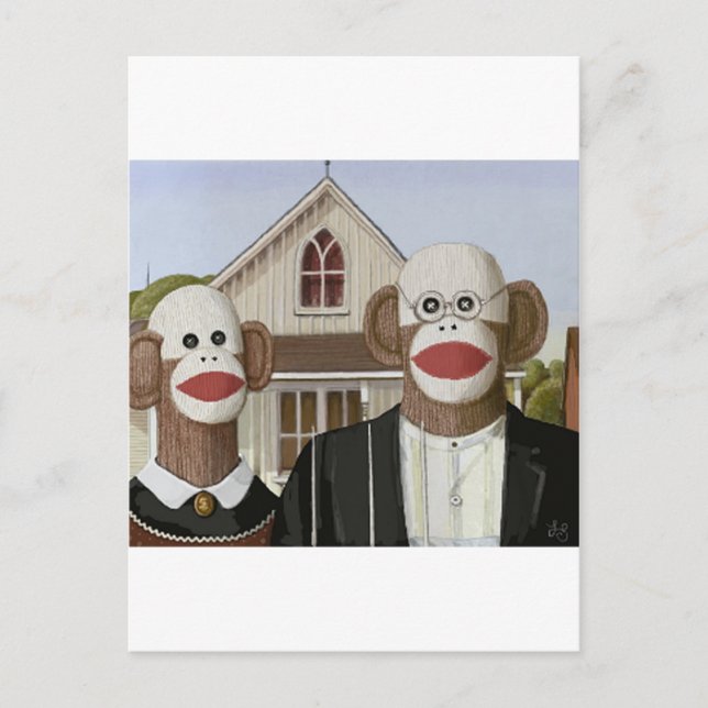 American Gothic Sock Affen Postkarte (Vorderseite)