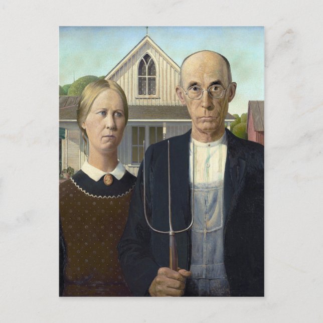 American Gothic von Grant DeVolson Wood Postkarte (Vorderseite)