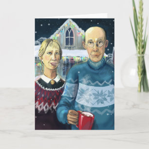American Gothic - Winter-Parodie Feiertagskarte