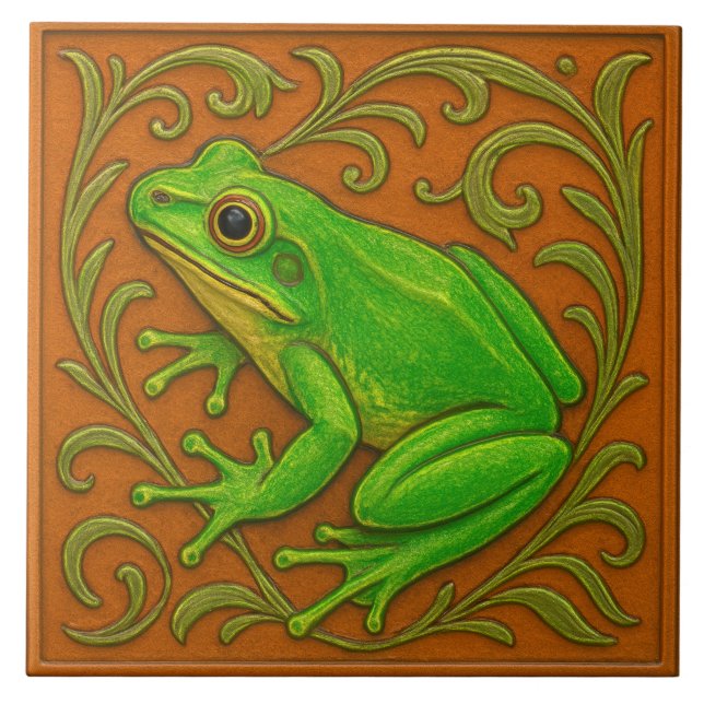 American Green Tree Frog - Keramik Tile Fliese (Vorderseite)
