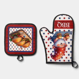American GRILLEN Gnome Ofenhandschuh & Topflappen-Set