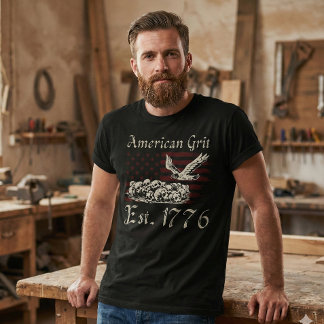 American Grit Est 1776 Adler Schwarz T-Shirt