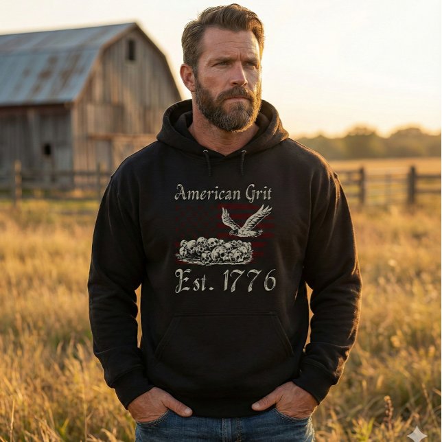 American Grit Est 1776 Skulls & Eagle Men's Hoodie (Von Creator hochgeladen)