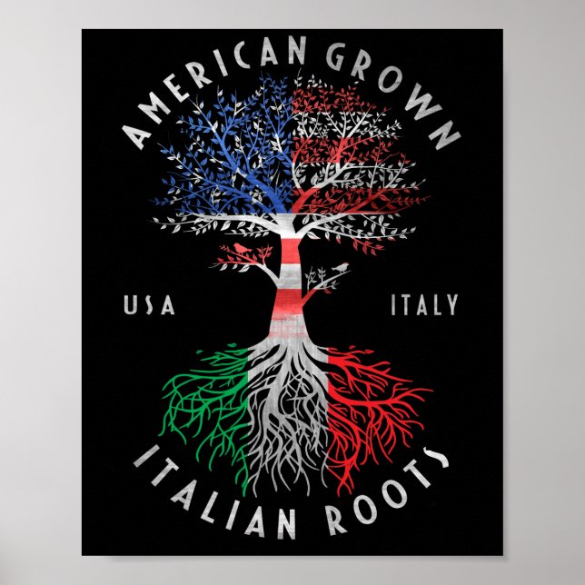 American Groots Italia Roots Italienische Flagge N Poster (Vorne)