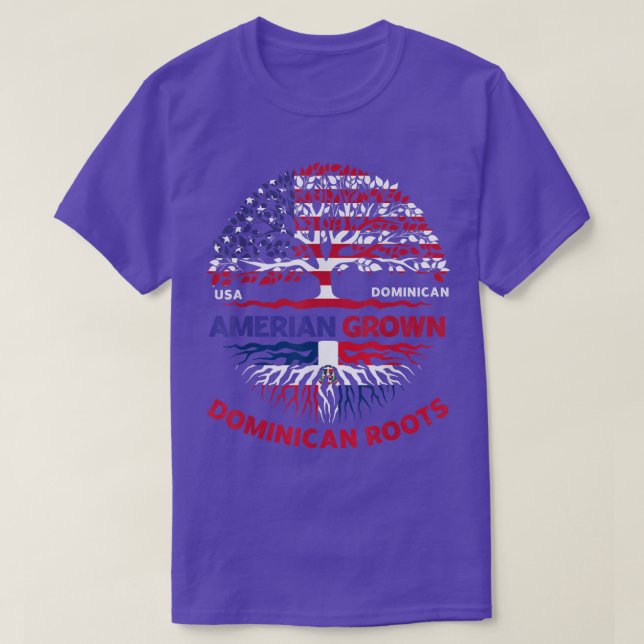 American Ground Dominican Roots Dominica Flag USA  T-Shirt (Design vorne)