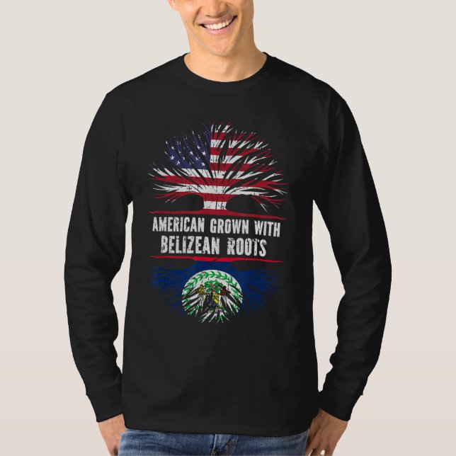 American Ground mit Belizean Roots USA Flag Belize T-Shirt (Vorderseite)