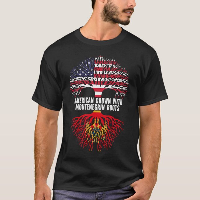 American Ground with Montenegrin Roots USA Flag T-Shirt (Vorderseite)