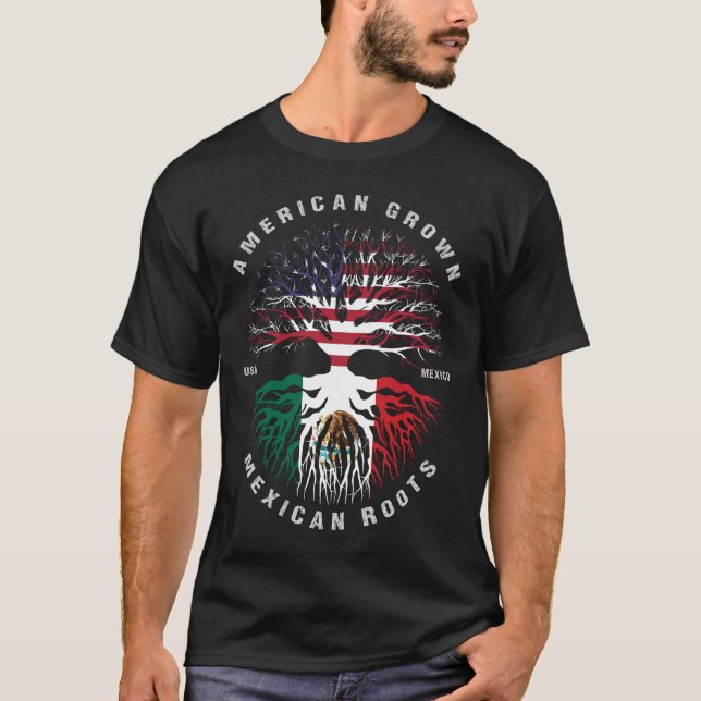 American Grove Mexican Roots MEXICO Flag T-Shirt (Vorderseite)