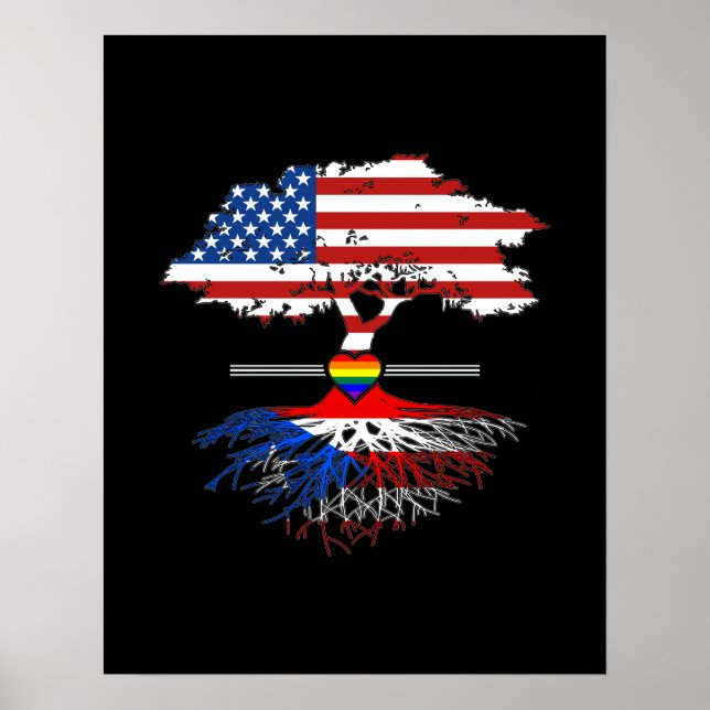 American Grove Puerto Rico Roots Gay Heart LGBT Poster (Vorne)
