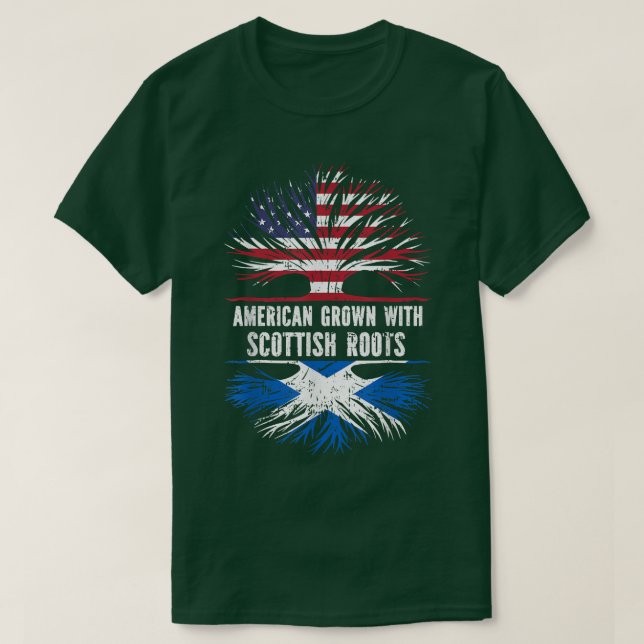 American Grove with Scottish Roots USA Flag Scotla T-Shirt (Design vorne)