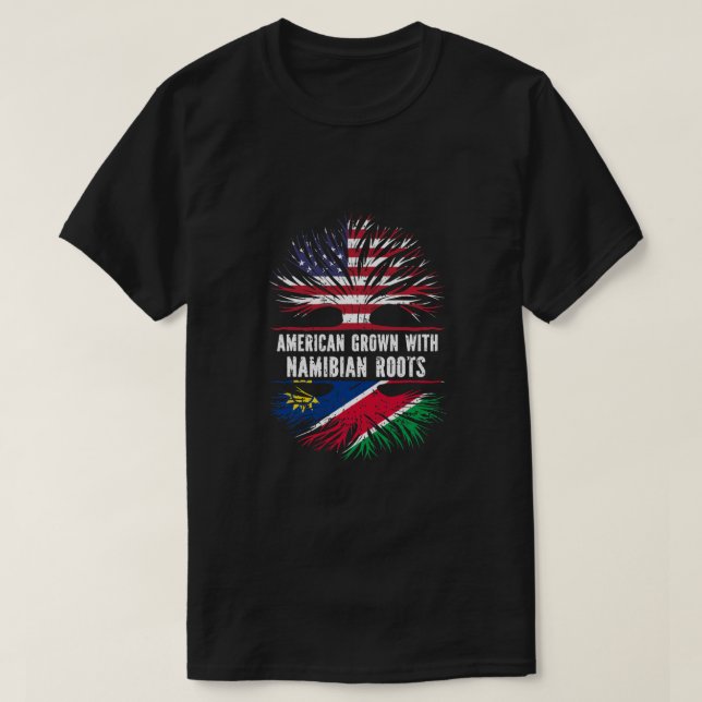 American Grow mit Namibian Roots USA Flag Namibi T-Shirt (Design vorne)