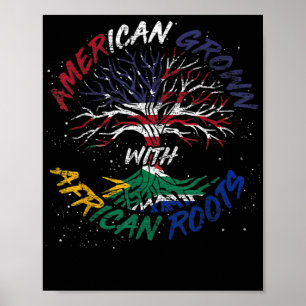 American Grown African Roots US Flag Black History Poster
