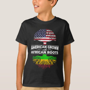 American Grown African Roots USA Flag Black Histor T-Shirt