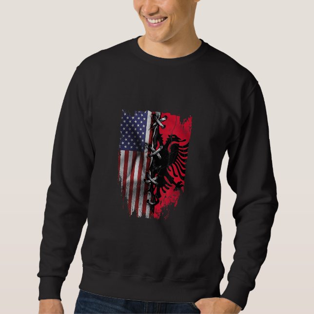 American Grown Albania Roots USA Albanian Flag Sweatshirt (Vorderseite)