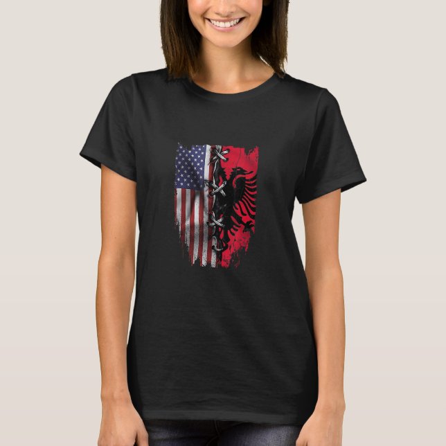 American Grown Albania Roots USA Albanian Flag T-Shirt (Vorderseite)
