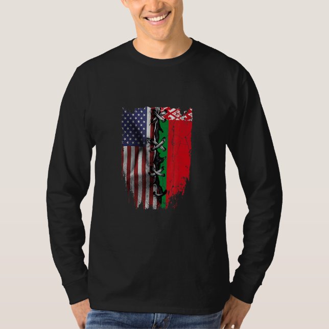 American Grown Belarusian Roots USA Belarus Flag T-Shirt (Vorderseite)