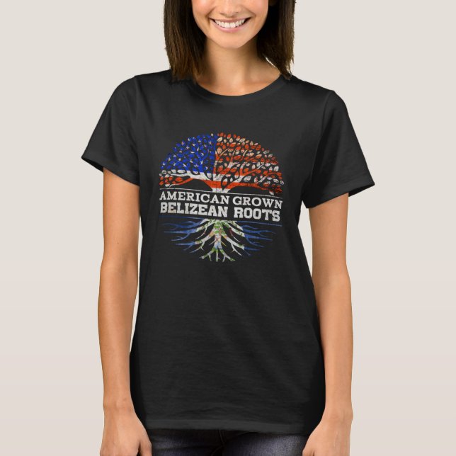 American Grown Belizean Roots America Belize Tree  T-Shirt (Vorderseite)