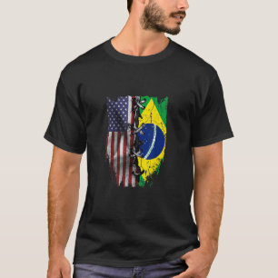 American Grown Brazilian Roots USA Brasilien Flagg T-Shirt