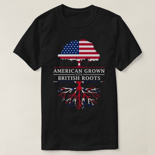 American Grown British Roots Großbritannien Union  T-Shirt (Design vorne)