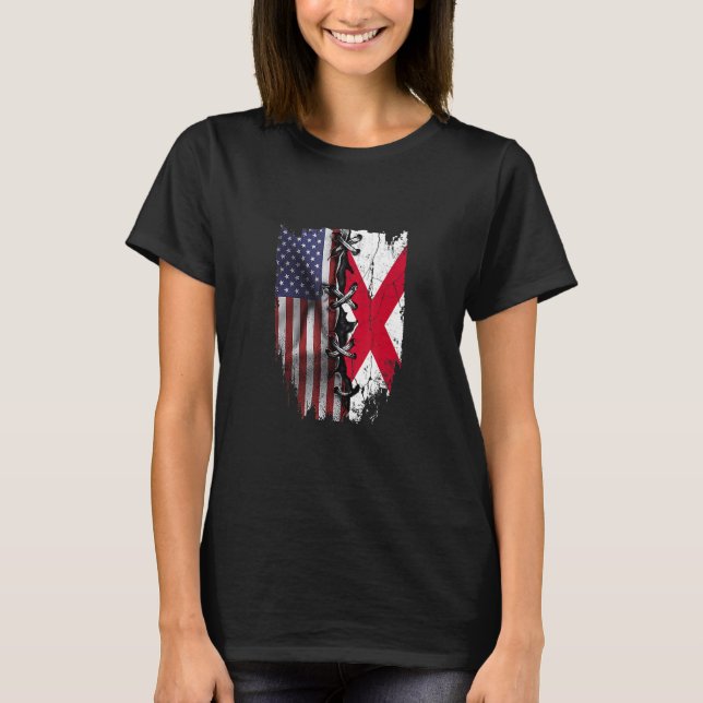 American Grown British Roots USA Northern Flag T-Shirt (Vorderseite)