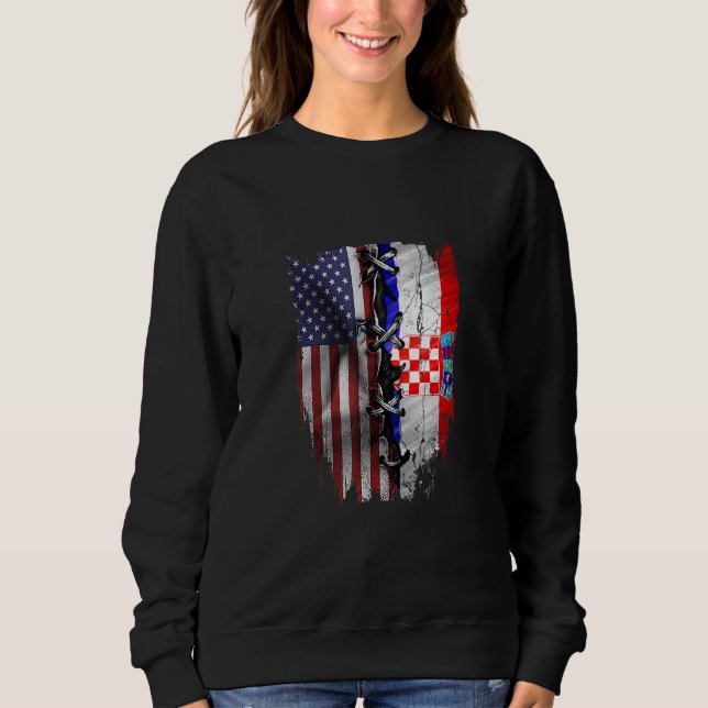 American Grown Croatian Roots USA Croatia Flag Sweatshirt (Vorderseite)