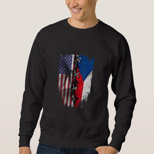 American Grown Czech Roots USA Czech Republic Flag Sweatshirt (Vorderseite)