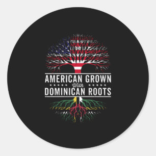 American Grown Dominican Roots Flag Runder Aufkleber
