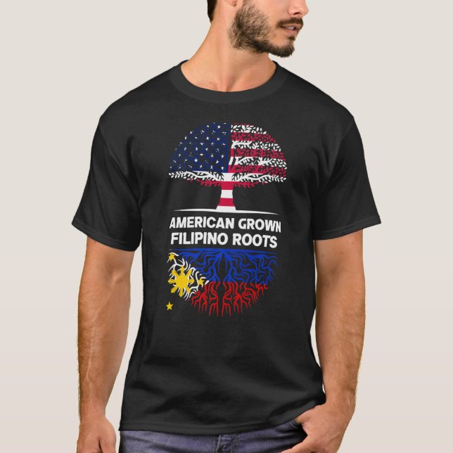 American Grown Filipino Roots USA Philippinen Ance T-Shirt (Vorderseite)