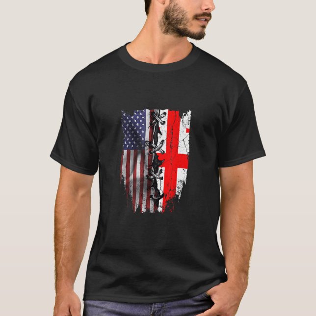American Grown Georgian Roots USA Georgia Flag T-Shirt (Vorderseite)