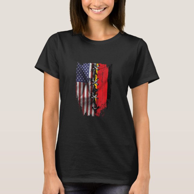 American Grown German Roots USA Germany Flag T-Shirt (Vorderseite)