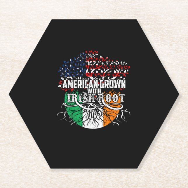 American Grown Irish Root Flag Ireland St Patricks Untersetzer (Vorderseite)