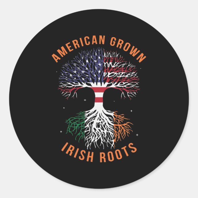 American Grown Irish Roots America Ireland Flag Runder Aufkleber (Vorderseite)