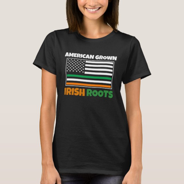 American Grown Irish Roots Flag  St Pattys Day Par T-Shirt (Vorderseite)