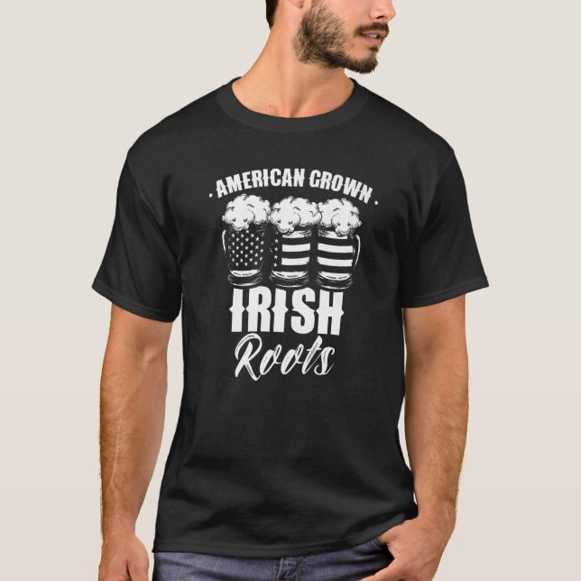 American Grown Irish Roots Green St. Patricks Day  T-Shirt (Vorderseite)